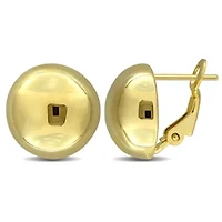 13.6mm Puffed Round Button Stud Earrings in 14K Yellow Gold