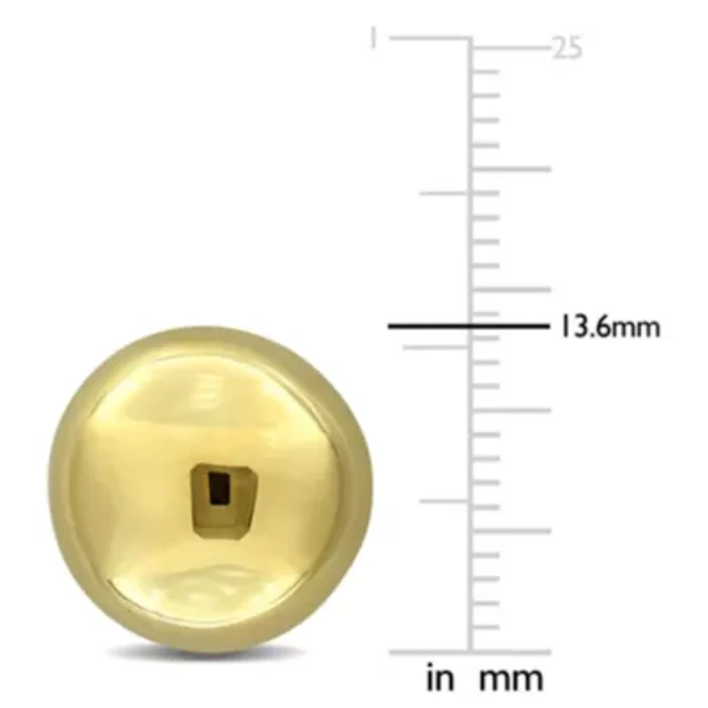 13.6mm Puffed Round Button Stud Earrings in 14K Yellow Gold