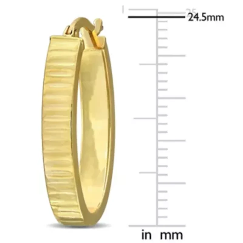 Ribbed Oval Hoop Earrings in 14K Yellow Gold