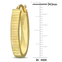 Ribbed Oval Hoop Earrings in 14K Yellow Gold