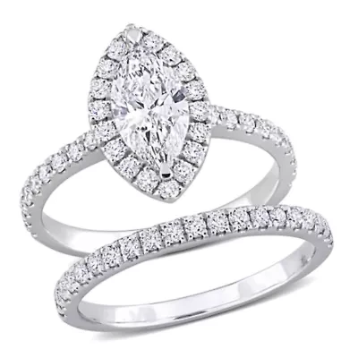 Lab Grown Diamond Engagement Ring set 14k White Gold