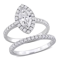 Lab Grown Diamond Engagement Ring set 14k White Gold