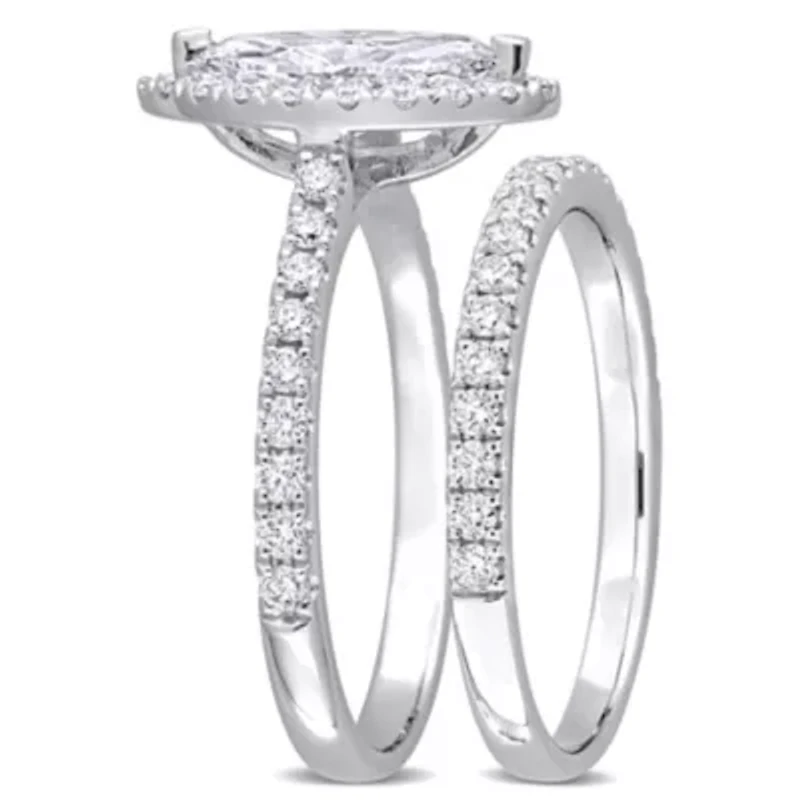 Lab Grown Diamond Engagement Ring set 14k White Gold