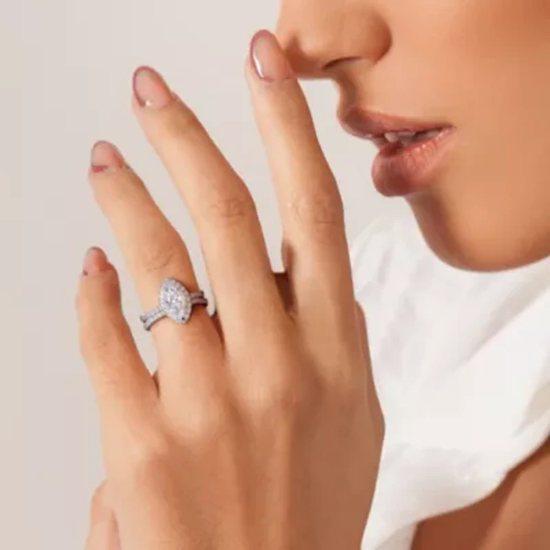 Lab Grown Diamond Engagement Ring set 14k White Gold