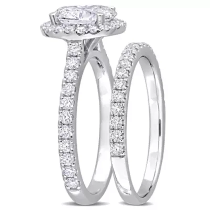 Lab Grown Diamond Engagement Ring set 14k White Gold
