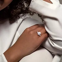 Lab Grown Diamond Engagement Ring set 14k White Gold