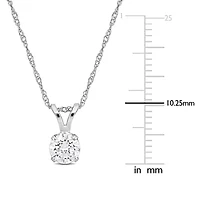 Lab Grown Diamond Solitaire Pendant With Chain in 14k White Gold- 17 in
