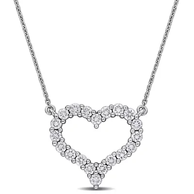 Lab Grown Diamond Pendant With Chain in 14k White Gold- 17 in