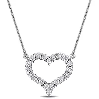 Lab Grown Diamond Pendant With Chain in 14k White Gold- 17 in