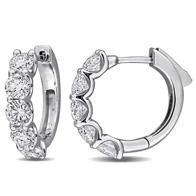 Lab Grown Diamond Hoop Earrings in 14k White Gold