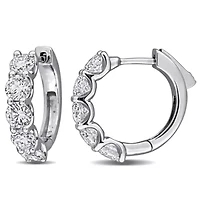 Lab Grown Diamond Hoop Earrings in 14k White Gold