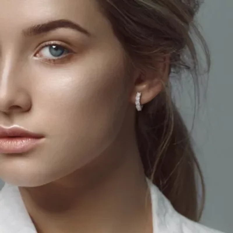 Lab Grown Diamond Hoop Earrings in 14k White Gold