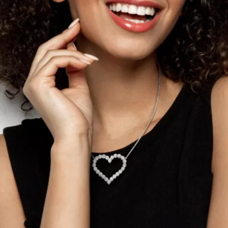 Lab Grown Diamond Necklace in 14k White Gold- 17 in