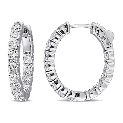 Lab Grown Diamond Hoop Earrings in 14k White Gold