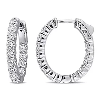 Lab Grown Diamond Hoop Earrings in 14k White Gold