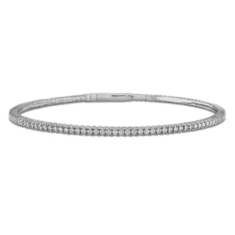 Lab Grown Diamond Bangle in 14k White Gold- 7 in
