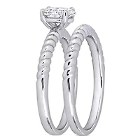 Lab Grown Diamond Engagement Ring Set 14k White Gold