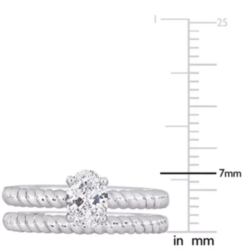 Lab Grown Diamond Engagement Ring Set 14k White Gold