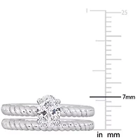 Lab Grown Diamond Engagement Ring Set 14k White Gold