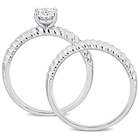 Lab Grown Diamond Engagement Ring Set 14k White Gold
