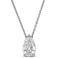 Lab Grown Diamond Solitaire Pendant With Chain in 14k White Gold- 18 in