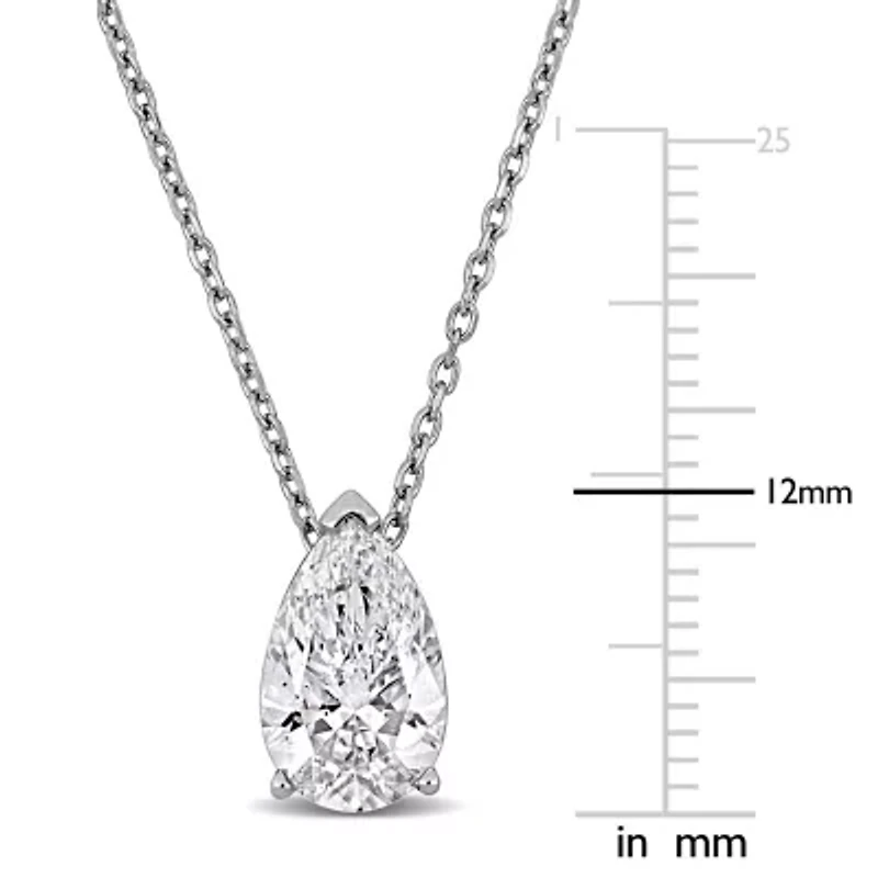 Lab Grown Diamond Solitaire Pendant With Chain in 14k White Gold- 18 in