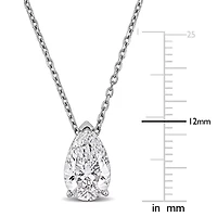 Lab Grown Diamond Solitaire Pendant With Chain in 14k White Gold- 18 in