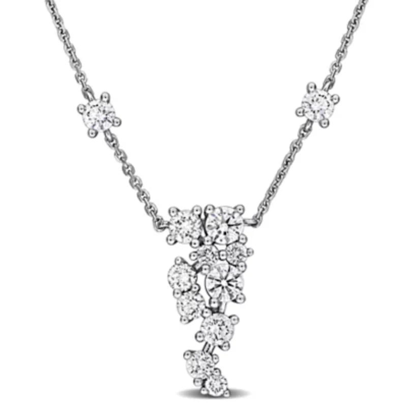 Lab Grown Diamond Necklace in 14k White Gold- 17 in