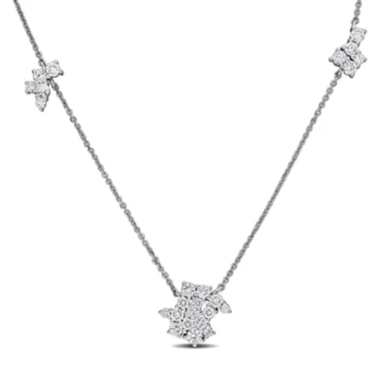 Lab Grown Diamond Necklace in 14k White Gold- 17 in
