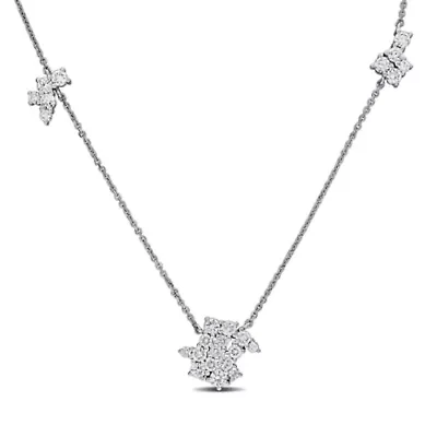 Lab Grown Diamond Necklace in 14k White Gold- 17 in