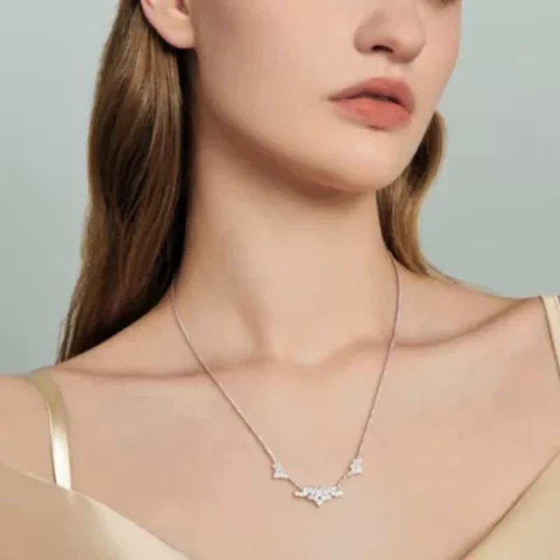 Lab Grown Diamond Necklace in 14k White Gold- 17 in