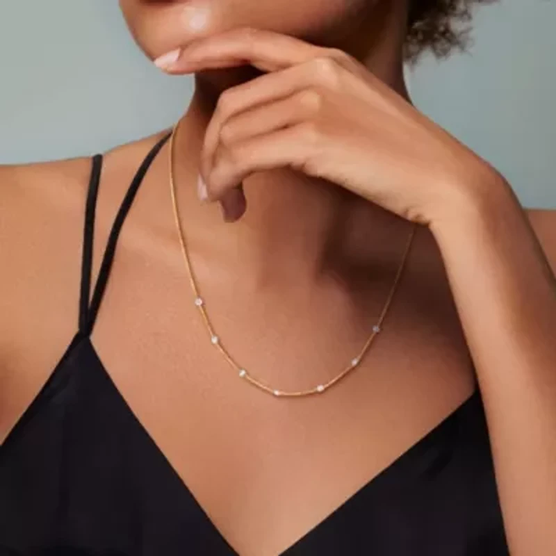 Lab Grown Diamond Necklace in 14k Yellow Gold- 17 in