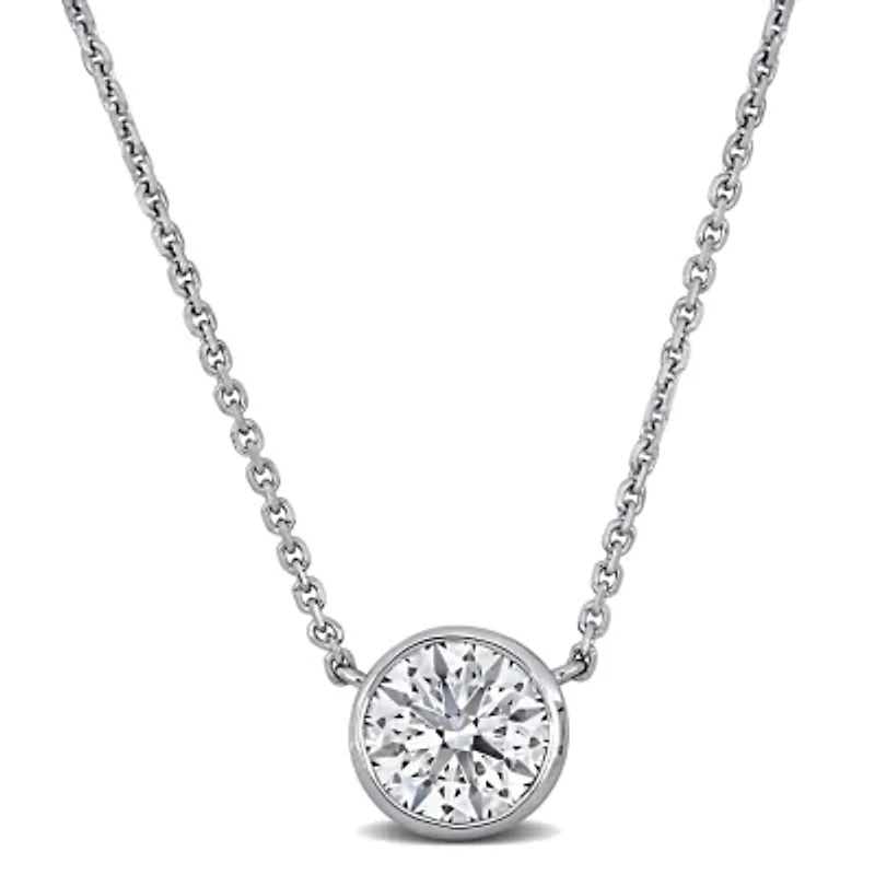 Lab Grown Diamond Necklace in 14k White Gold- 17 in