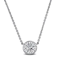 Lab Grown Diamond Necklace in 14k White Gold- 17 in