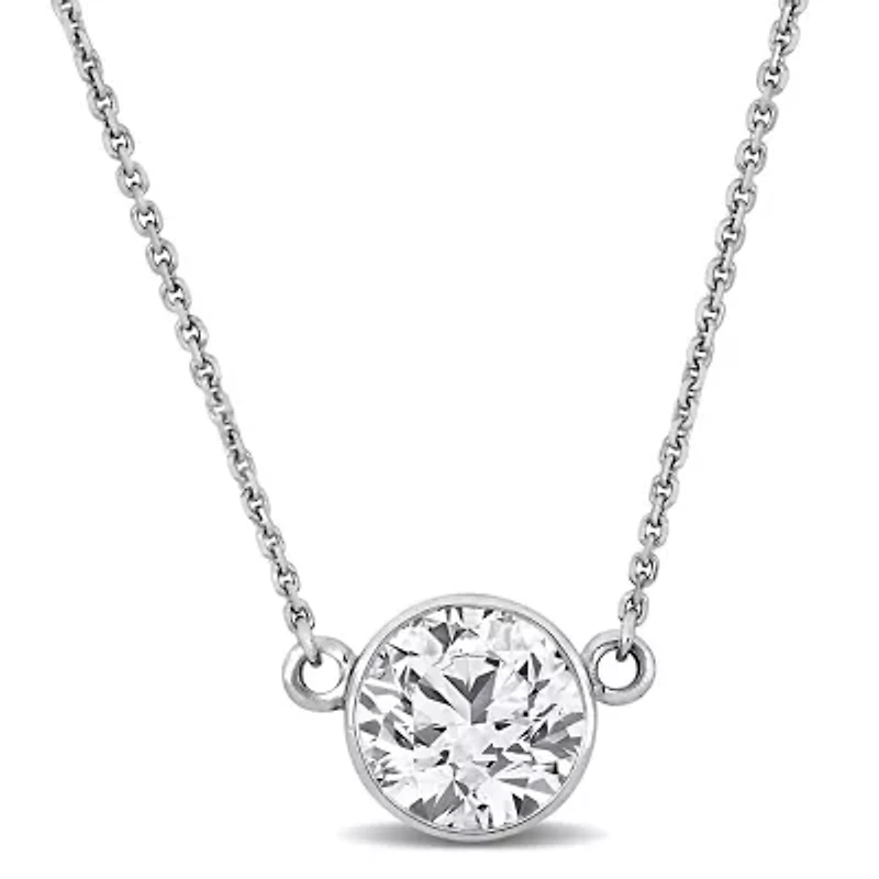 Lab Grown Diamond Necklace in 14k White Gold- 17 in