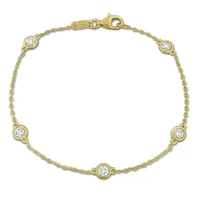 Lab Grown Diamond Bracelet in Yellow Plated Sterling Silver- 7 in