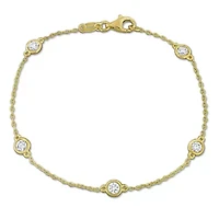 Lab Grown Diamond Bracelet in Yellow Plated Sterling Silver- 7 in