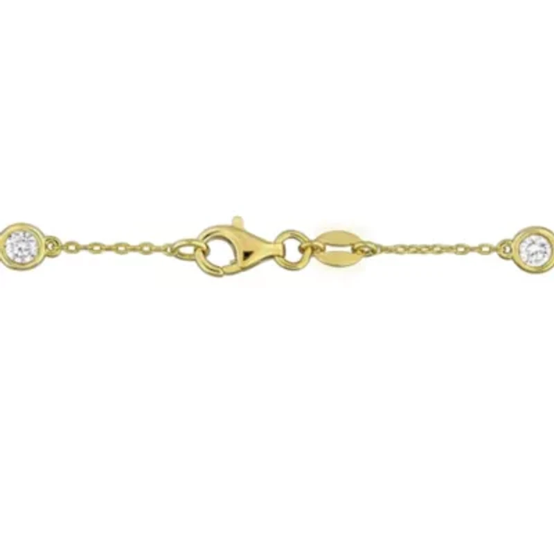 Lab Grown Diamond Bracelet in Yellow Plated Sterling Silver- 7 in