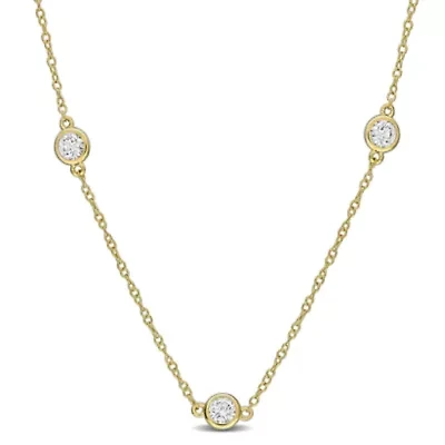 Lab Grown Diamond Necklace in Yellow Plated Sterling Silver- 16 in