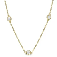 Lab Grown Diamond Necklace in Yellow Plated Sterling Silver- 16 in