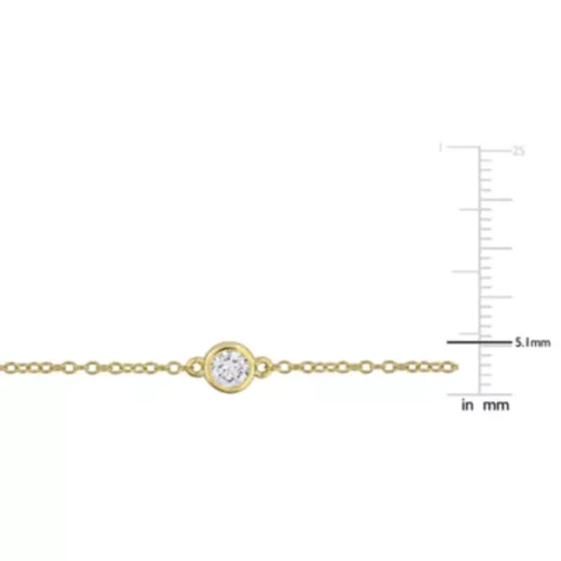 Lab Grown Diamond Necklace in Yellow Plated Sterling Silver- 16 in