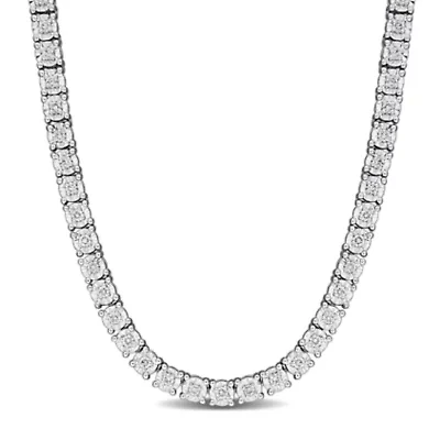 Lab Grown Diamond Necklace in Sterling Silver- 16 in