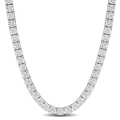 Lab Grown Diamond Necklace in Sterling Silver- in