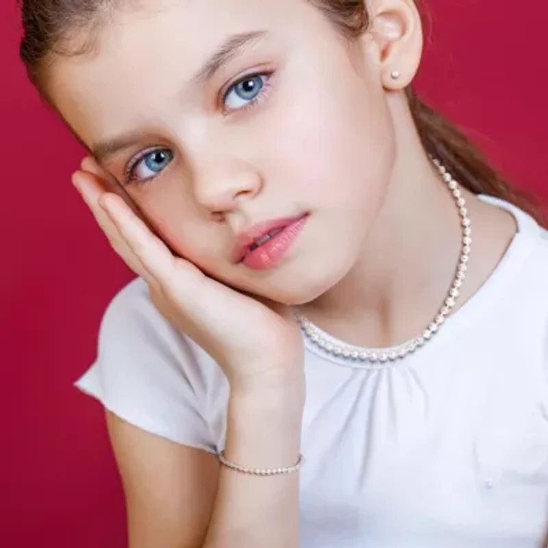 Baby Set of 3-4mm Freshwater Cultured Pearl Necklace, Bracelet & Earrings in 10K Yellow Gold