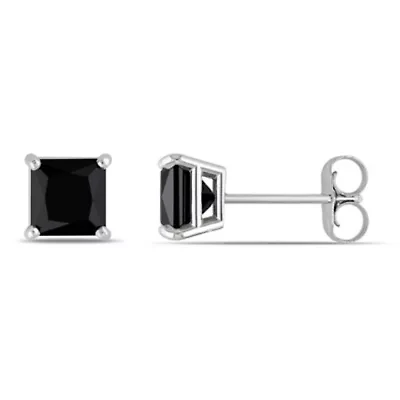 Black Diamond Earrings in 14k White Gold