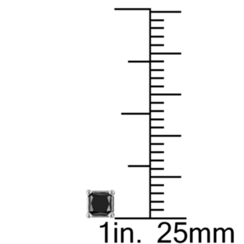 Black Diamond Solitaire Earrings in 10K White Gold