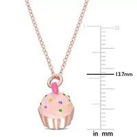 Children's Cupcake Pendant in Rose Plated Sterling Silver - 14"+2"Ext.