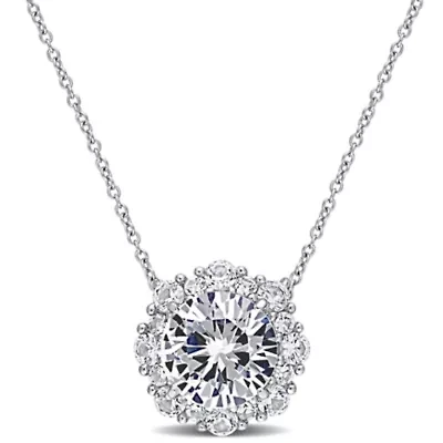 Lab Created White Sapphire Pendant With Chain in Sterling Silver