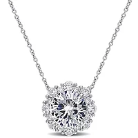 Lab Created White Sapphire Pendant With Chain in Sterling Silver