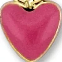 Kid's Pink Heart Charm Bracelet in 14K Yellow Gold - 6.5 + 0.5" Ext.